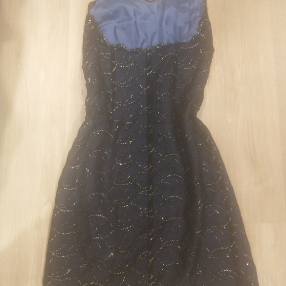Vintage K Baretti dark blue with‎ silver sequin cocktail halter  dress - Picture 4 of 6